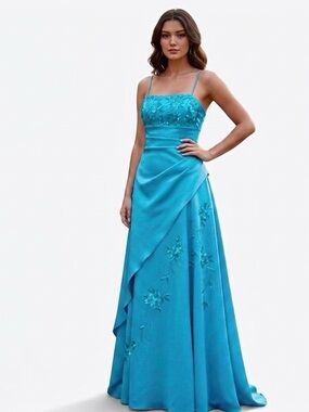 NWT City Triangles Blue Turquoise Prom Dress Mermaidcore Gown READY TO SHIP 3/4